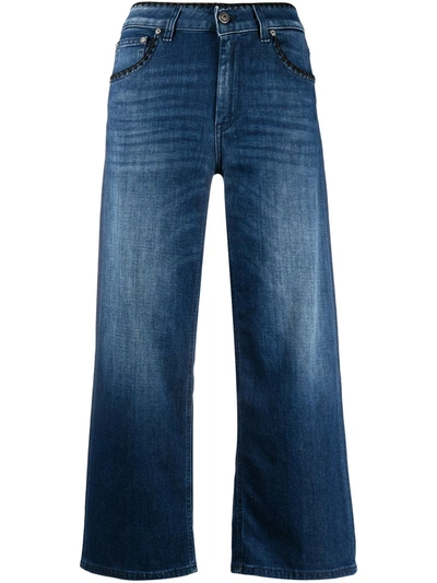 Shop Dondup Embroidered Straight-leg Jeans In Blue