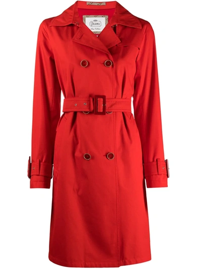 Shop Herno Belted Trench Coat In Red