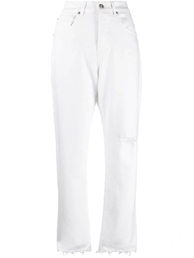 Shop 3x1 High-waisted Frayed Jeans In White