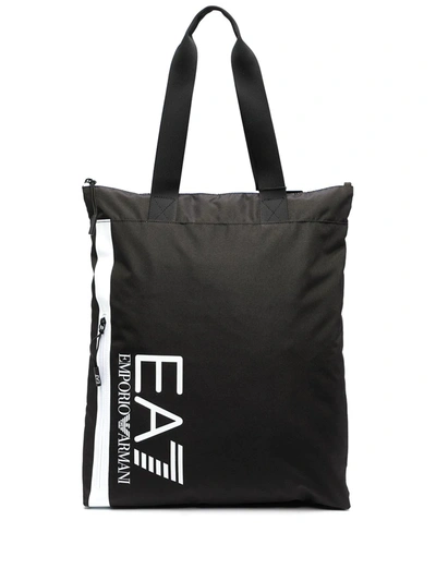 Shop Ea7 Logo Print Tote In Black