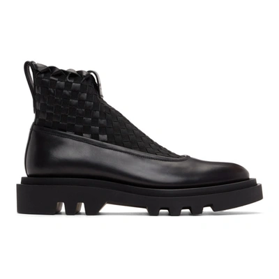 Shop Givenchy Black Woven Combat Chelsea Boots In 001 Black