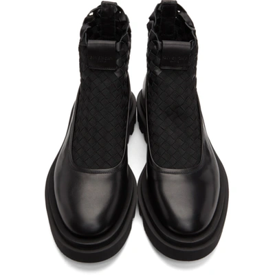 Shop Givenchy Black Woven Combat Chelsea Boots In 001 Black