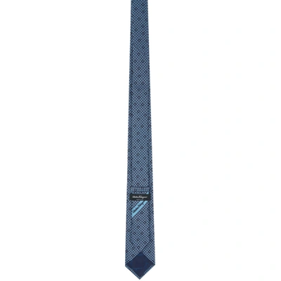 Shop Ferragamo Blue & Black Silk Geometrical Neck Tie In Azzurro