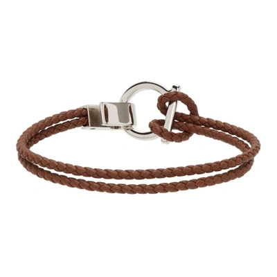 Shop Ferragamo Brown Braided Bracelet In Barkbrown/pldluc