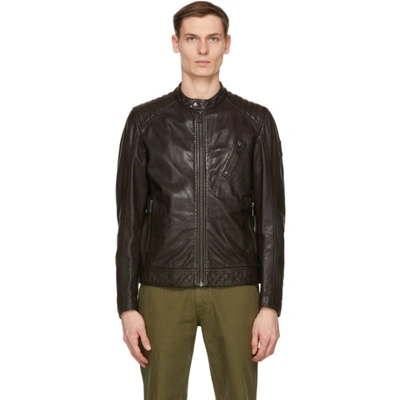 Shop Belstaff Brown Leather Racer 2.0 Jacket In 90023 Blkbr