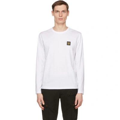Shop Belstaff White Logo Long Sleeve T-shirt In 10000 White