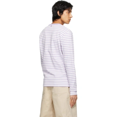 Shop Ami Alexandre Mattiussi Purple And White Ami De Coeur Mariniere Long Sleeve T-shirt In 505/lilac