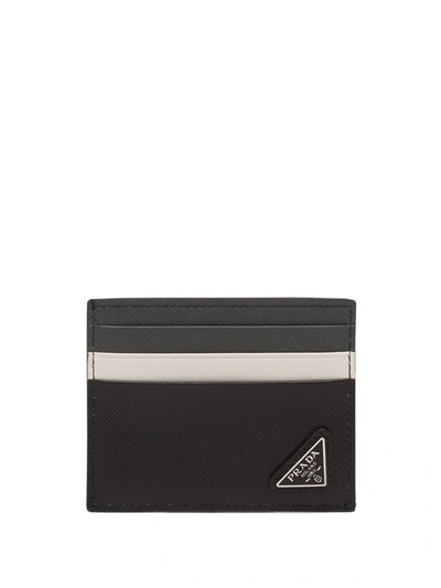 Shop Prada Saffiano Leather Cardholder In Grey