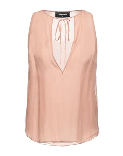 Shop Dsquared2 Woman Top Blush Size 8 Silk, Acetate, Polyamide In Pink