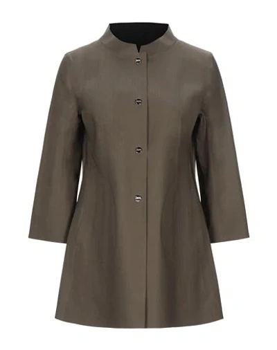 Shop Herno Woman Overcoat & Trench Coat Dark Green Size 4 Cotton, Elastane