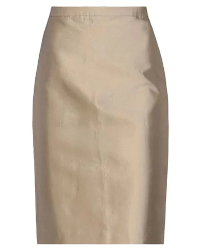 Shop Emporio Armani Woman Midi Skirt Beige Size 4 Cotton, Silk