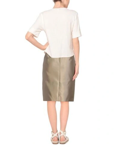 Shop Emporio Armani Woman Midi Skirt Beige Size 4 Cotton, Silk
