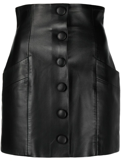 Shop Balmain Decorative Button Detail Mini Skirt In Black