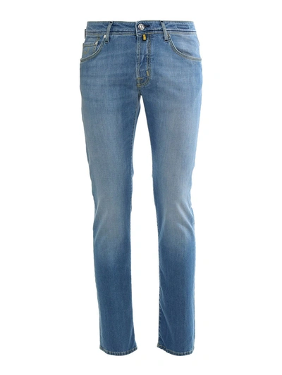 Shop Jacob Cohen Stretch Denim Jeans In Light Blue