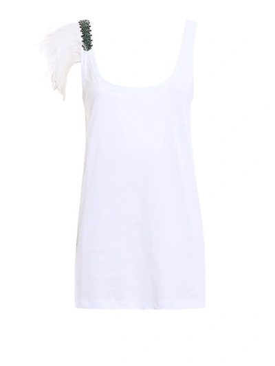 Shop N°21 Feather And Stone Embellished Top In White
