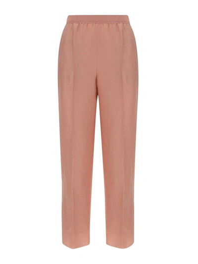 Shop Agnona Linen Trousers In Pink