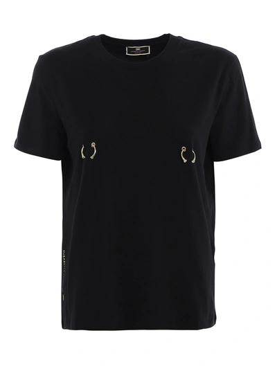 Shop Elisabetta Franchi Piercing T-shirt In Black