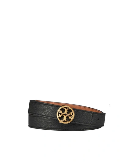 Shop Tory Burch Logo Reversible Belt In Black