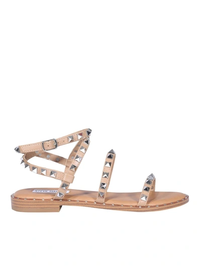 Shop Steve Madden Studded Faux Leather Sandals In Pink