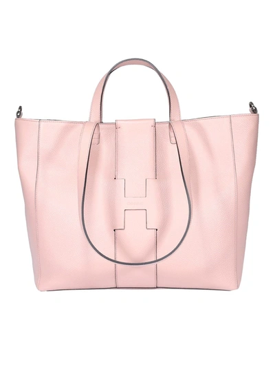 Shop Hogan Pebbled Leather Tote Bag In Pink