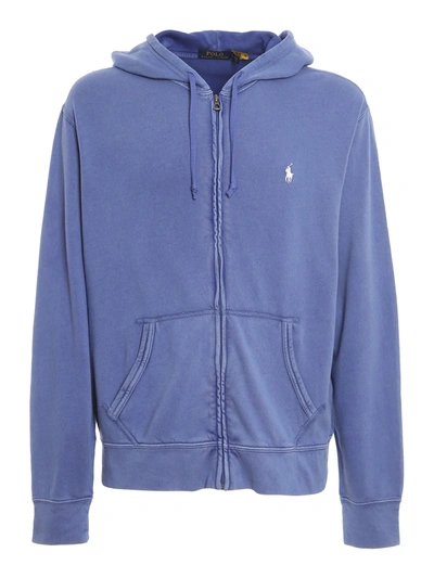 Shop Polo Ralph Lauren Cotton Twill Hoodie In Blue