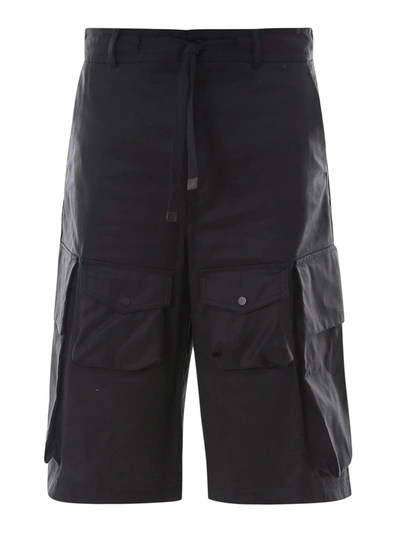 Shop Moncler Cotton Cargo Shorts In Black