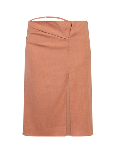 Shop Jacquemus High Waisted Skirt In Brown