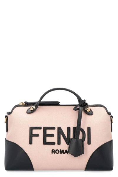 Shop Fendi By The Way Canvas And Leather Handbag In Pink