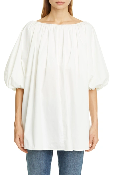 Shop Co Puff Sleeve Tton Blend Top In White