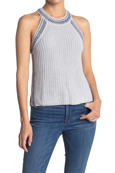 Shop Autumn Cashmere Shaker Halter With Marled Ribs In Platinm/washedm