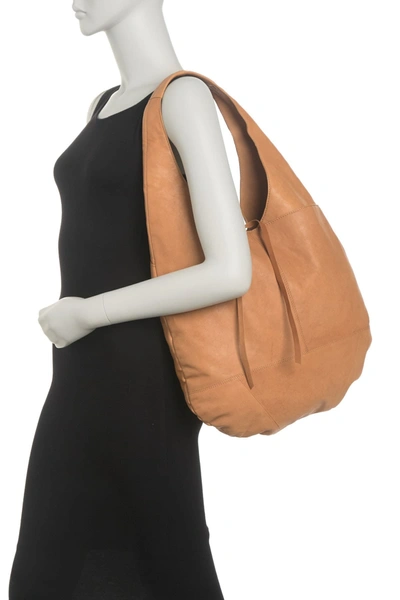 Shop Lucky Brand Mia Leather Hobo Bag In Beige 08