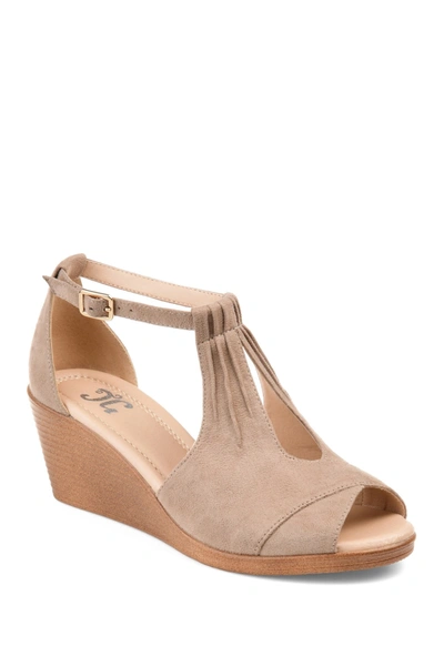 Journee Collection Kedzie Wedge Sandal In Taupe