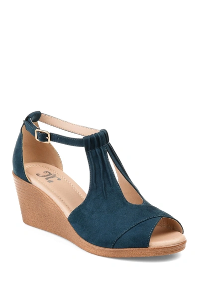 Shop Journee Collection Journee Kedzie Wedge Sandal In Blue