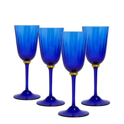 Shop La Doublej Wine Glasses Set Of 4 In Blue