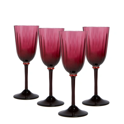 Shop La Doublej Wine Glasses Set Of 4 In Fuxia