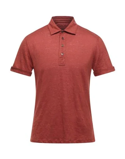 Shop Ermenegildo Zegna Polo Shirts In Brick Red