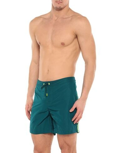 Shop Sundek Man Swim Trunks Deep Jade Size 30 Polyester