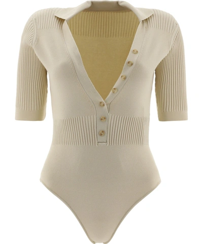 Shop Jacquemus Women's Beige Viscose Bodysuit