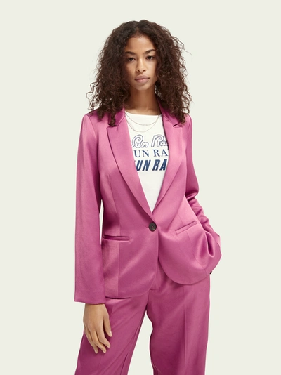 Shop Scotch & Soda Shiny Tailored Blazer In Pink