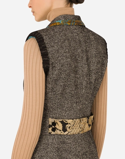 Shop Dolce & Gabbana Micro-patterned Wool Vest With Jacquard Details In Multicolor