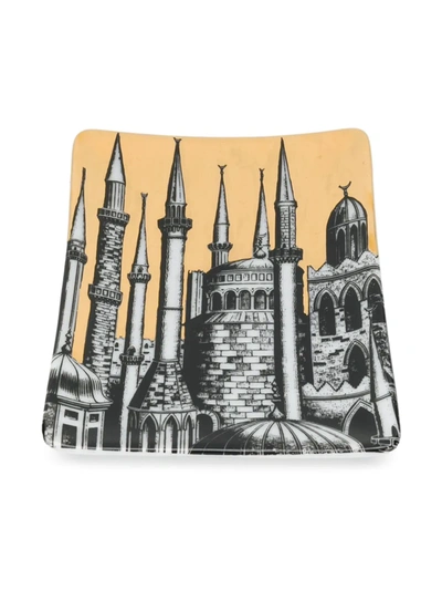 Fornasetti Minareti Rectangular Ashtray In Gold