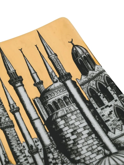 Fornasetti Minareti Rectangular Ashtray In Gold