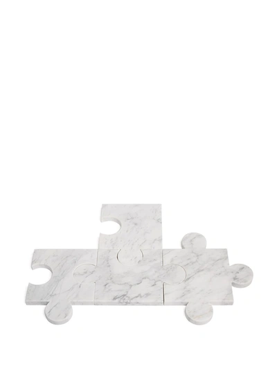 Tre Product Puzzle Coasters (set Of 4) In White