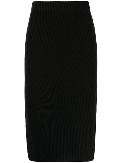 Shop Emporio Armani Black High-waist Pencil Skirt