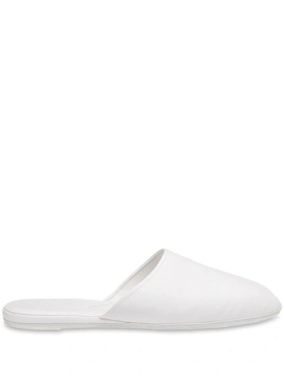 Shop Fendi Slip-on Nappa-leather Slippers In White