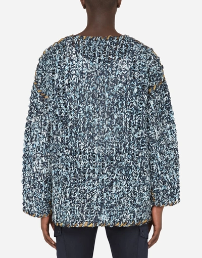 Shop Dolce & Gabbana Hand-knit Cardigan In Azure