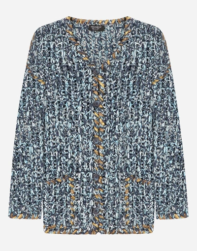 Shop Dolce & Gabbana Hand-knit Cardigan In Azure