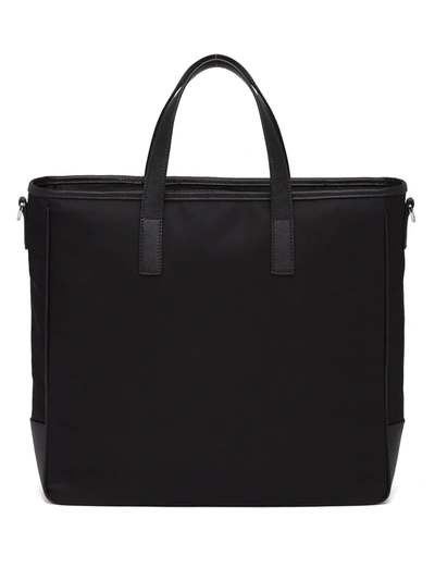 Shop Prada Re-nylon Logo Tote Bag In Black