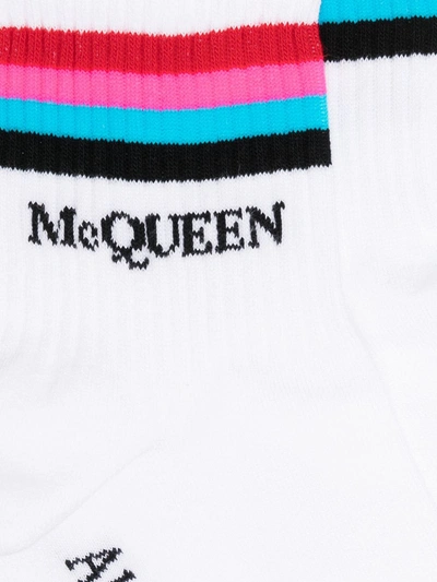 Shop Alexander Mcqueen Stripe-trim Logo Socks In White