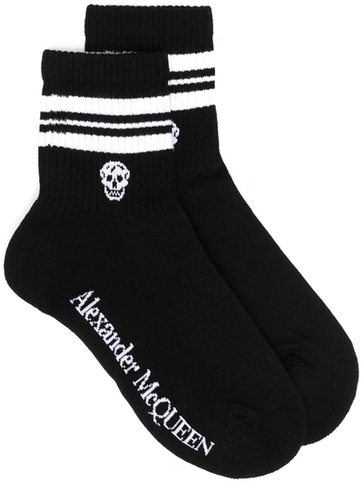Shop Alexander Mcqueen Skull Logo-print Socks In Black